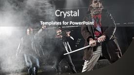  Presentation with weapons - Slides with gun aim - aggressive men with weapons background and a dark gray colored foreground