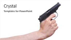  Presentation with gun - Slides enhanced with gun in the man's background and a  colored foreground