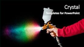  Presentation with sprayer - Cool new presentation design with gun metal - airbrush paint sprayer isolated backdrop and a black colored foreground