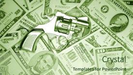  Presentation with gun problem - Presentation consisting of gun on u s banknotes background and a  colored foreground