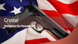  Presentation with usa flag - Audience pleasing PPT theme consisting of gun on usa flag background backdrop and a  colored foreground