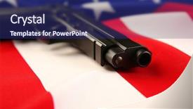  Presentation with usa flag - Colorful PPT theme enhanced with gun on usa flag background backdrop and a navy blue colored foreground