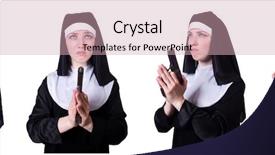  Presentation with nun - Amazing slides having gun peace - nun with handgun isolated backdrop and a  colored foreground