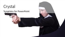  Presentation with nun - PPT theme enhanced with gun peace - nun with handgun isolated background and a  colored foreground