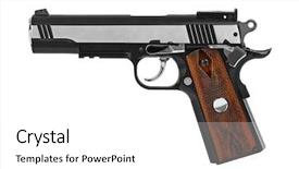  Presentation with gun - Beautiful PPT theme featuring gun pistol isolated on white backdrop and a  colored foreground