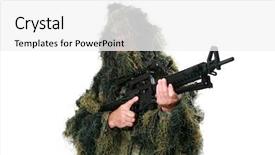  Presentation with sniper - Beautiful slides featuring gun scope - hunter or sniper wears backdrop and a white colored foreground