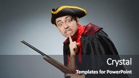  Presentation with pirate - Audience pleasing PPT theme consisting of gun sea - man pirate against dark background backdrop and a dark gray colored foreground
