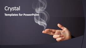  Presentation with gun - Colorful PPT theme enhanced with gun shaped man hand with smoke backdrop and a dark gray colored foreground