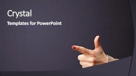  Presentation with gun - Presentation design with gun shaped woman hand with empty space background and a dark gray colored foreground