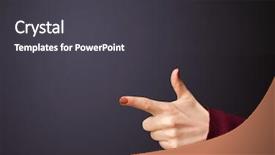  Presentation with gun - Presentation design having gun shaped woman hand with empty space background and a dark gray colored foreground