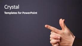  Presentation with gun - PPT theme enhanced with gun shaped woman hand with empty space background and a dark gray colored foreground