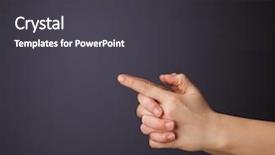  Presentation with gun - Colorful PPT theme enhanced with gun shaped woman hand with empty space backdrop and a dark gray colored foreground