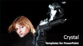  Presentation with shooting pistol - Amazing presentation theme having gun shot - young blonde woman shooting backdrop and a black colored foreground