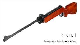  Presentation with isolated paw prints over white - Beautiful presentation theme featuring gun stock - air rifle isolated over white backdrop and a  colored foreground