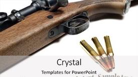  Presentation with gun - Beautiful presentation theme featuring gun stock - close up of a rifle backdrop and a light gray colored foreground