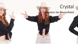  Presentation with cowgirl - Audience pleasing PPT theme consisting of gun usa - woman cowgirl isolated on white backdrop and a lemonade colored foreground