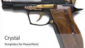  Presentation with white gold - PPT theme consisting of gun war - 7 62 mm gold decorated background and a white colored foreground