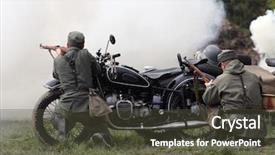  Presentation with czech republic - Presentation theme featuring gunfight - two shooting german soldiers background and a tawny brown colored foreground