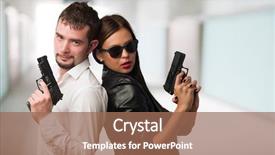  Presentation with gun control - Amazing slides having gunfight - young couple holding gun backdrop and a coral colored foreground