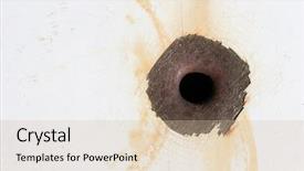  Presentation with manufacturing steel plate - Beautiful PPT layouts featuring gunfire - bullet hole in white rusting backdrop and a soft green colored foreground