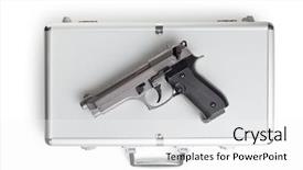  Presentation with aluminium - Cool new presentation with gunfire - handgun on aluminium case backdrop and a white colored foreground