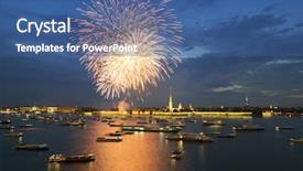  Presentation with boats - Presentation theme consisting of gunfire - many ships and boats background and a ocean colored foreground