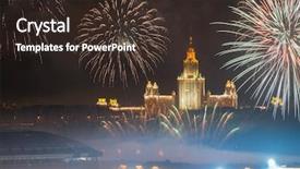  Presentation with empire state building night - Slide deck with gunfire - moscow state university luzhniki stadium background and a  colored foreground