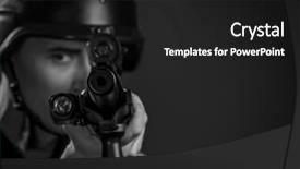  Presentation with armor - Cool new presentation theme with gunfire paintball sport player wearing backdrop and a dark gray colored foreground