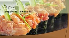  Presentation with seaweed - Slides having gunkan-sushi-gunkan-maki-sushi background and a soft green colored foreground
