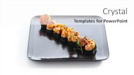  Presentation with white plate - Presentation theme featuring gunkan-sushi-gunkan-maki-sushi background and a white colored foreground