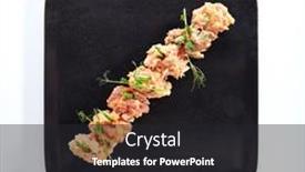  Presentation with white plate - Cool new slide set with gunkan-sushi-gunkan-maki-sushi backdrop and a dark gray colored foreground