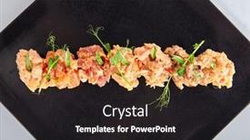  Presentation with seaweed - PPT theme featuring gunkan-sushi-gunkan-maki-sushi background and a dark gray colored foreground