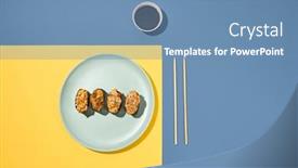  Presentation with vibrant blue - PPT theme enhanced with gunkan-sushi-set-in-plate background and a teal colored foreground