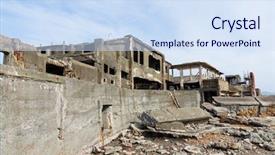  Presentation with battleship - Colorful slide set enhanced with gunkanjima battleship island backdrop and a sky blue colored foreground