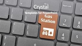  Presentation with gas station - Beautiful PPT theme featuring gunmental gas station key backdrop and a gray colored foreground