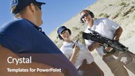  Presentation with guns - Presentation theme enhanced with guns at firing range background and a tawny brown colored foreground