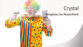  Presentation with male infertility - PPT theme featuring guns cash - male clown isolated on white background and a white colored foreground