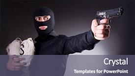  Presentation with charging gun man hands charging - Amazing presentation theme having guns cash - man wearing balaclava with gun backdrop and a gray colored foreground