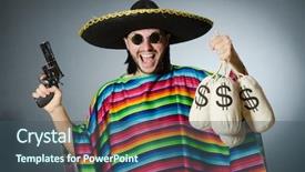  Presentation with charging gun man hands charging - Beautiful presentation design featuring guns cash - man with gun and money backdrop and a ocean colored foreground