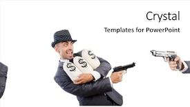  Presentation with guns - Slide set featuring guns cash - young gangster in suit background and a white colored foreground