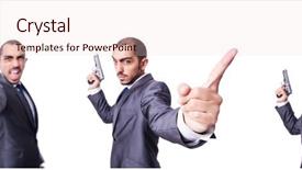  Presentation with gun - Cool new PPT layouts with guns suits - businessman with gun isolated backdrop and a lemonade colored foreground