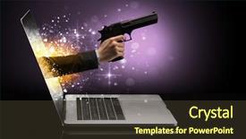  Presentation with gun - Beautiful slide deck featuring guns suits - hand with gun coming backdrop and a tawny brown colored foreground