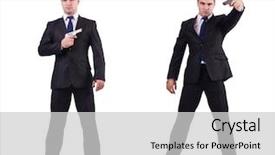  Presentation with gun - Theme having guns suits - man in suit with gun background and a light gray colored foreground