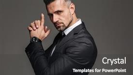  Presentation with black man - Colorful presentation theme enhanced with guns suits - photo in profile of elegant backdrop and a dark gray colored foreground
