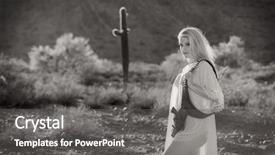  Presentation with female feticide - Beautiful PPT layouts featuring gunslinger - blonde female model posing backdrop and a gray colored foreground