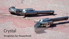  Presentation with route 66 mojave desert - Amazing presentation theme having gunslinger - calico gunfighters pistols lie backdrop and a soft green colored foreground