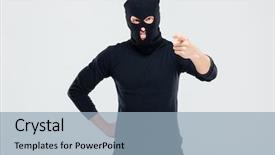  Presentation with young man on the phone - PPT layouts consisting of gunslinger - mad irritated young man background and a light blue colored foreground