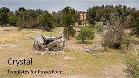  Presentation with blue sky - Amazing slide deck having old gun western - gunsmoke movie set in southern backdrop and a coral colored foreground