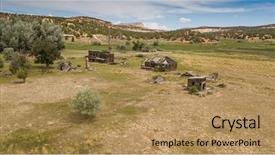  Presentation with moving art blue - Audience pleasing slide deck consisting of old gun western - gunsmoke movie set in southern backdrop and a coral colored foreground