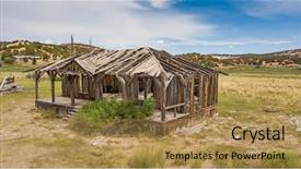  Presentation with moving art blue - PPT theme featuring old gun western - gunsmoke movie set in southern background and a gold colored foreground